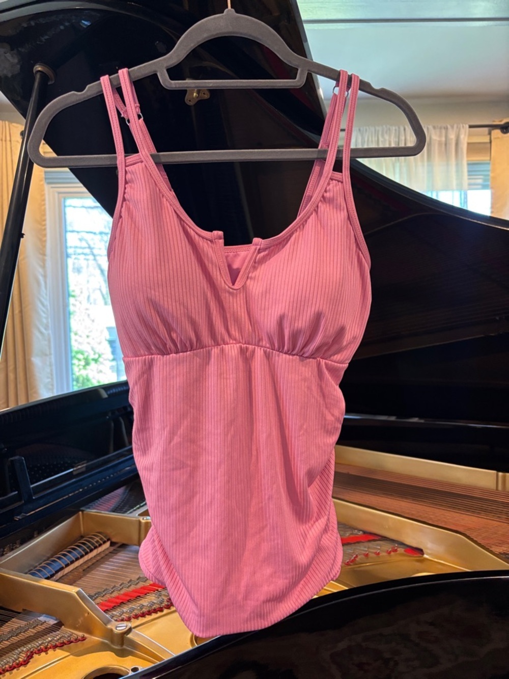 Pink Ribbed Tank swim top - Women medium